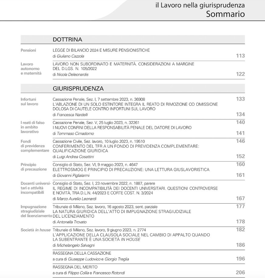 SEGNALO fresco di stampa il numero 2 di #illavoronellagiurisprudenza
#leggedibilancio #TFR #appalto #maternità Wolters Kluwer