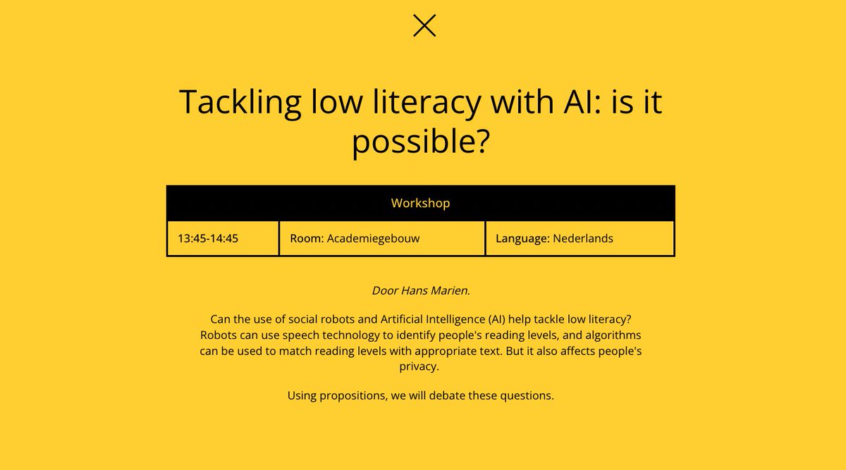 Curious about using Artificial Intelligence to address low literacy? Check upon Dr. Hans Marien's workshop at the Onderwijs Festival on March 7th to explore the possibilities! 
onderwijsfestivaluu.nl/en

#AI #literacy #education