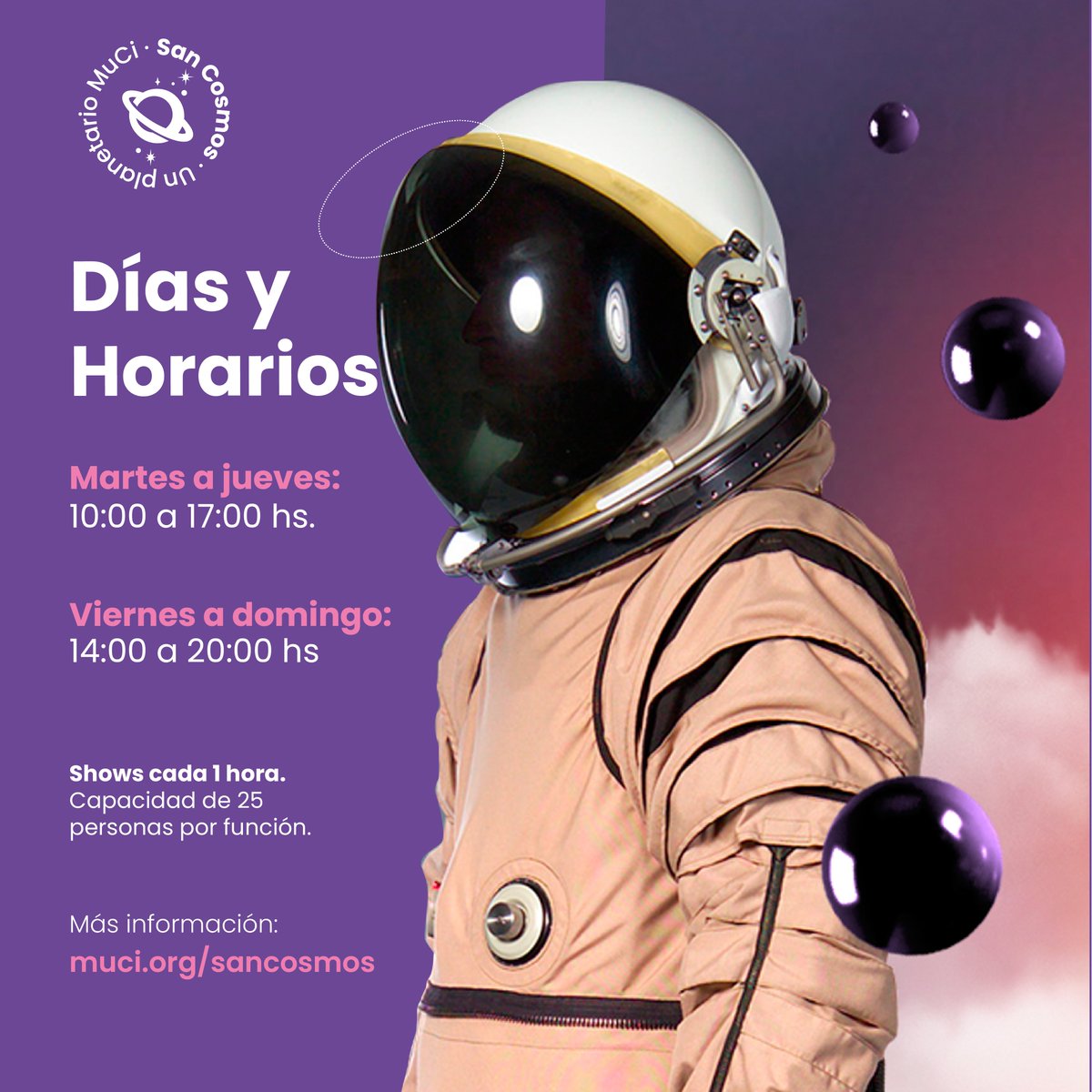 muci_py's tweet image. Estamos felices y orgullosos de presentarte "San Cosmos", un planetario MuCi y que es el primero de su tipo en nuestro país! ✨🪐

👉 Deslizá y conocé todos los detalles. 

🎟️ Pre-venta de entradas en muci.org/sancosmos

Complejo Textilia. 
Desde el 2 de marzo!