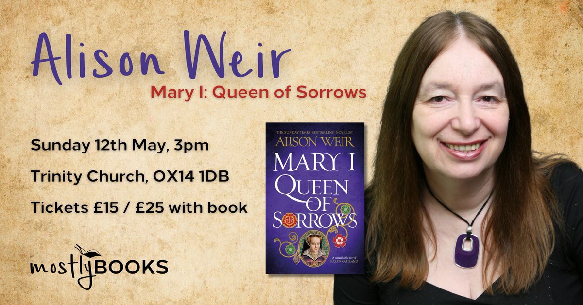 ✨ NEW EVENT ANNOUNCEMENT ✨ We can't wait to welcome historian @alisonweirbooks to Trinity Church on Sunday 12th May to talk about her new novel, Mary I: Queen of Sorrows. 🎟️ £15 / £25 with book Buy tickets: buff.ly/3OIJeVn