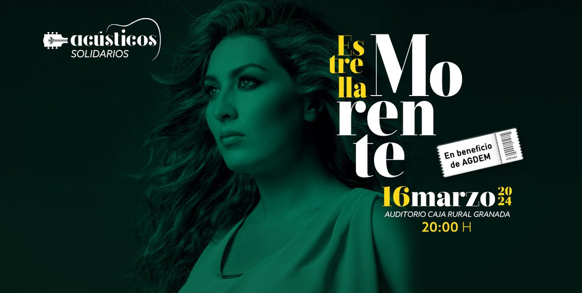agdem_granada's tweet photo. 📅16 de marzo
⏰20:00 h.
📍 Auditorio de Caja Rural
🎼Concierto acústico de Estrella Morente en beneficio de #AGDEM
🎟️a la venta en:
https://t.co/51VvkYX8dG
🦽Si necesitas plaza reservada a movilidad reducida contacta con nosotros
@Cajaruralgr https://t.co/RqW9iLVsyJ