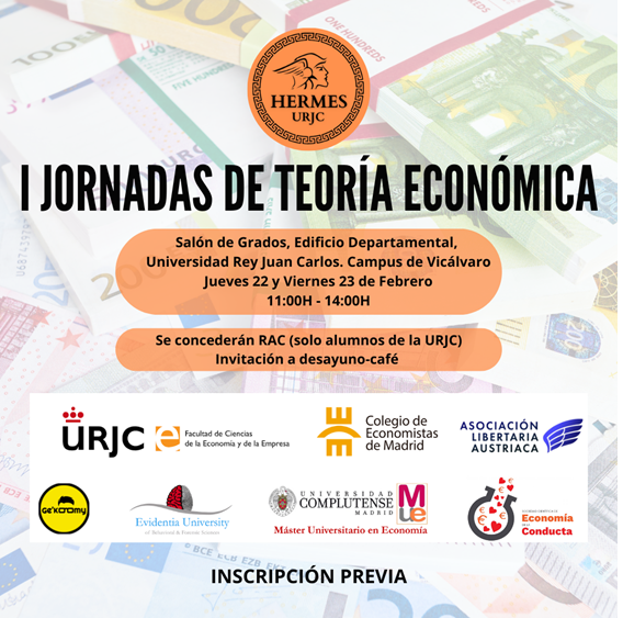cemad_es's tweet photo. 📌22 y 23 de febrero

El CEMAD participa en las I Jornadas de Teoría Económica de la @URJCFCEE 

Con la inauguración de @aperezabaleta, @CuerdoMir y Mario balsera y  la intervención, entre otras, de @Rafaelpampillon 
Consulta el programa e inscríbete aquí: https://t.co/9gD5esiv9A https://t.co/dtRaNmo9R5