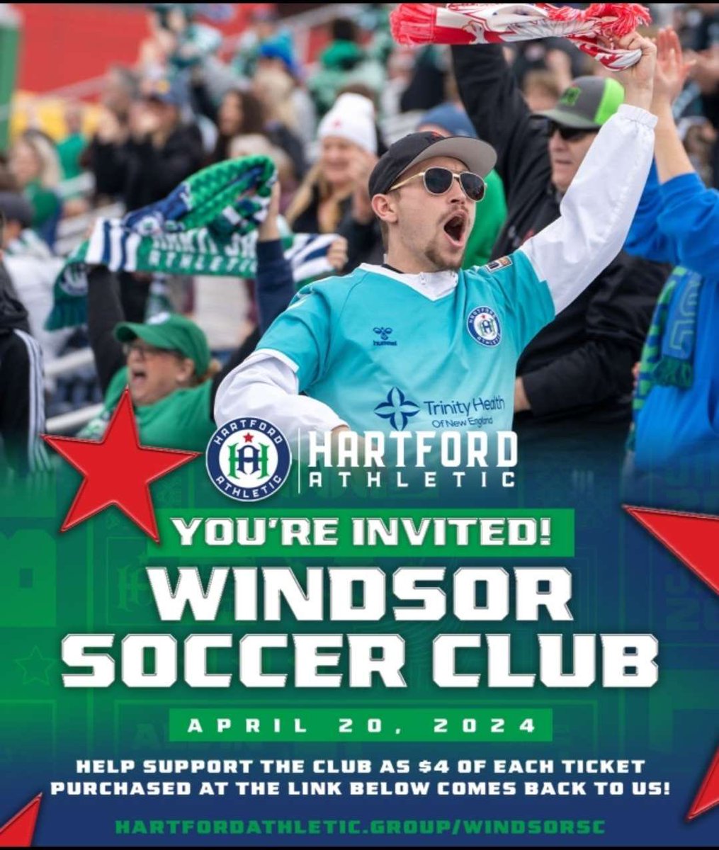 If you’re thinking of attending the match on April 20th, please us the link below. 
⬇️⬇️⬇️

hartfordathletic.group/windsorsc

Windsor Soccer Club is part of our Bonanza Family, so let’s get out and support these kiddos and youth soccer in CT 👊🏼🟢🔵
