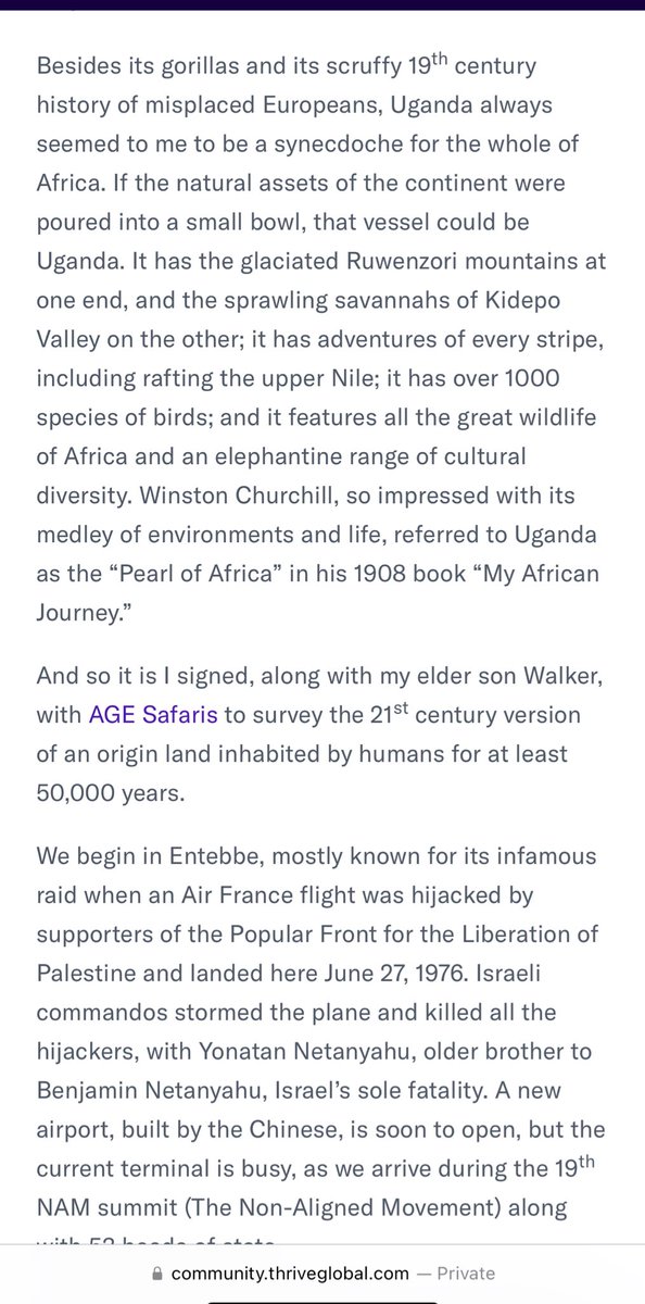 AGE Safaris (@agesafarisug) on Twitter photo Honored to have travel author Richard Bangs visit Uganda under a trip curated by AGE Safaris. He illustrated his wonderful journey in an article on Thrive Global titled "The Green Gold of Uganda." Read more here: community.thriveglobal.com/the-green-gold…
<a href="/thrive/">Thrive Global</a> <a href="/richardbangs/">Richard Bangs</a> Honored to have travel author Richard Bangs visit Uganda under a trip curated by AGE Safaris. He illustrated his wonderful journey in an article on Thrive Global titled "The Green Gold of Uganda." Read more here: community.thriveglobal.com/the-green-gold…
<a href="/thrive/">Thrive Global</a> <a href="/richardbangs/">Richard Bangs</a>
