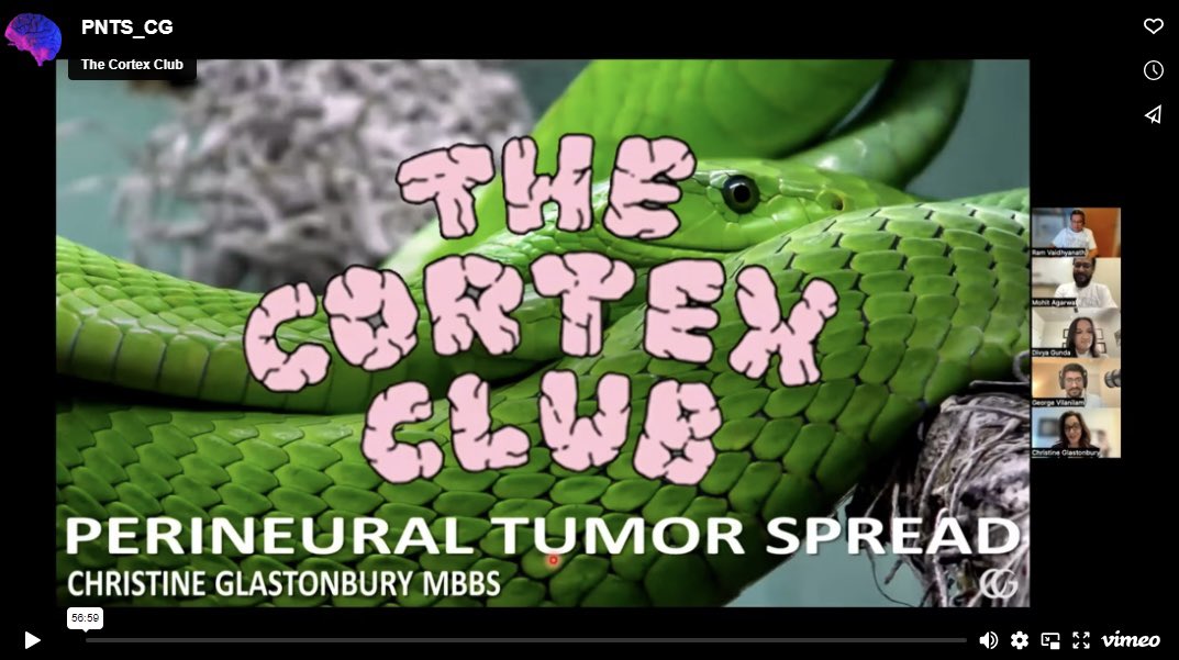 Recording of the educational lecture on Perineural Tumor Spread by @CMGlastonbury is now on our website Apologies for the delay! bit.ly/TheCortexClub