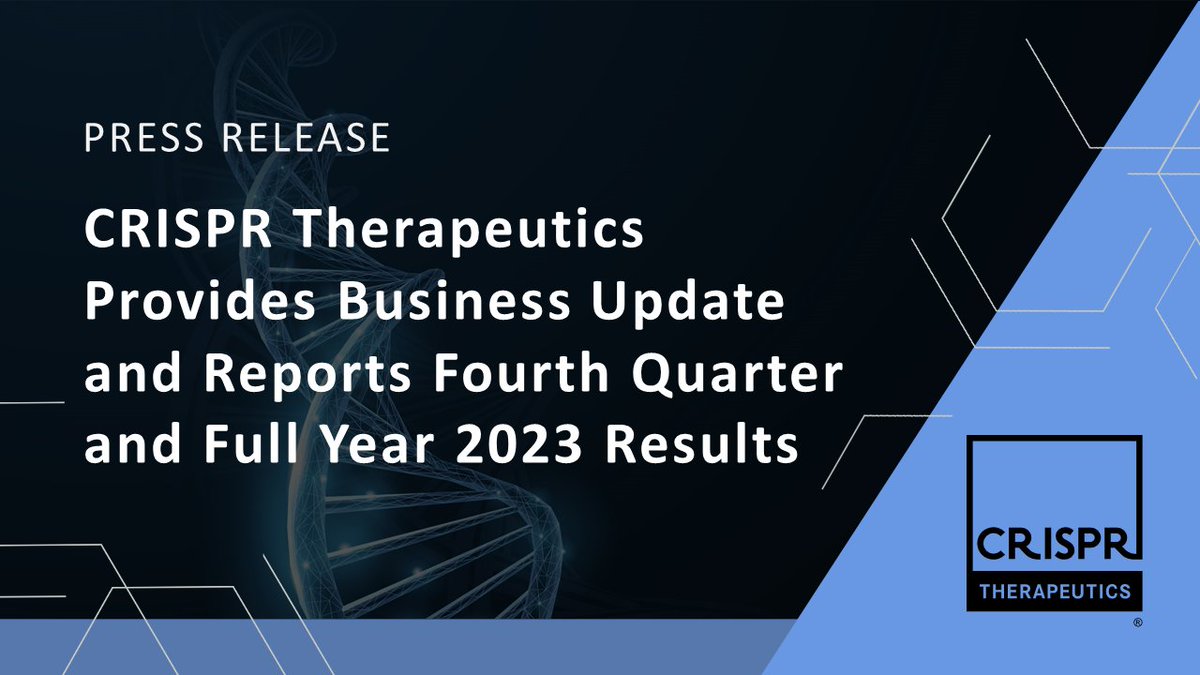 Today, we announced our fourth quarter and full year earnings results. Read more about our recent highlights and outlook: bit.ly/3UNvRqz #CRISPR #CRISPRTX