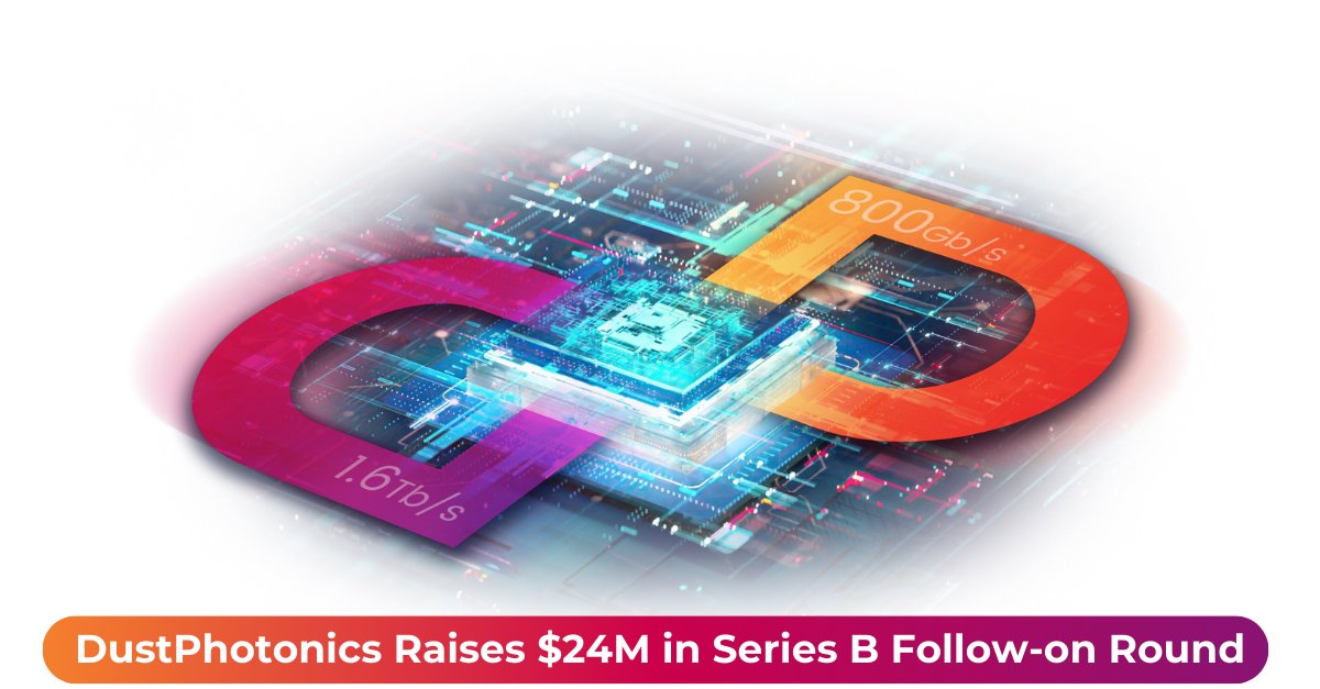 Exciting times at DustPhotonics, as we secured $24M in our Series B follow-on round to expand our silicon photonics technology for data centers and AI. 
 
Learn more: prnewswire.com/news-releases/…

#SiliconPhotonics #Funding #BigData #Tech #DataCenters #DigitalTransformation