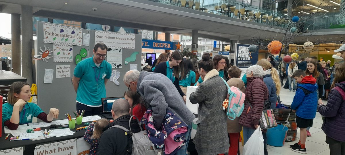 The group is enjoying all of the help detecting pathogens from the children of #Norwich <a href="/NorwichSciFest/">Norwich Science Festival</a> today with others from <a href="/TheQuadram/">Quadram Institute</a> &amp; <a href="/NorwichResearch/">Norwich Research Park</a> park. Its exciting to see the scientists of the future in action 👩‍🔬 <a href="/TheForumNorwich/">The Forum Norwich</a> #outreach #publicengagement