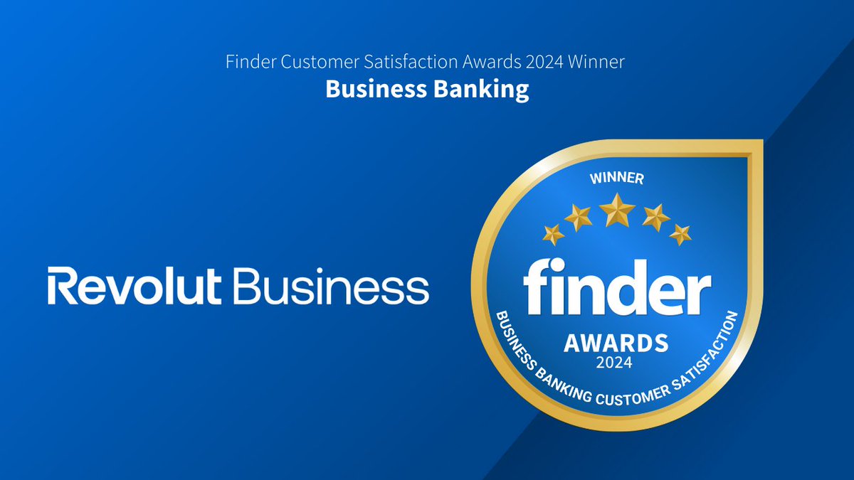 We’ve won Finder’s 2024 Business Banking Customer Satisfaction award with an impressive 4.9/5 score and stellar 97% ‘would recommend’ rate from our customers. This award reinforces our dedication to exceptional service. Thanks for choosing Revolut Business!🥇