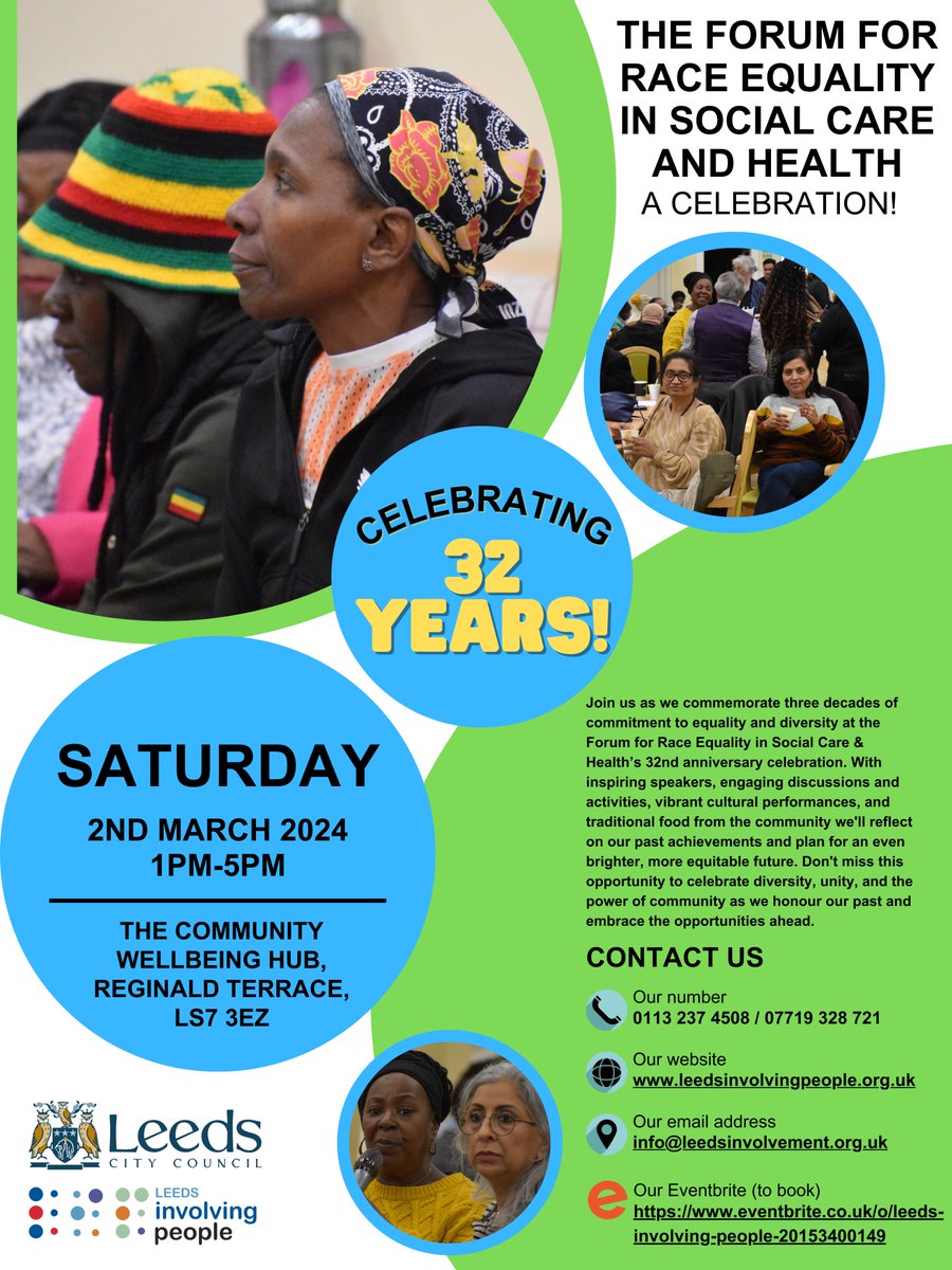 🎊 A Celebration of 32 Years of the Forum for Race Equality in Social Care & Health! 🎊 Book your place here: eventbrite.co.uk/e/841443148107 Join our mailing list here to hear about future events: uk.surveymonkey.com/r/3FV2BHQ