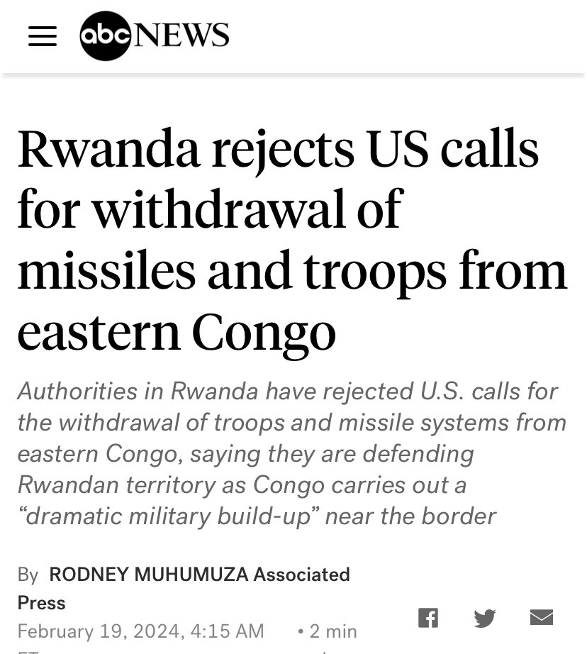 La créature semble échapper à ceux qui l'ont terriblement bien formée.

Les autorités rwandaises ont rejeté lundi les appels des États-Unis au retrait des troupes et des systèmes de missiles situés à l'est du Congo.

Les autorités rwandaise ont affirmé qu'ils défendaient le