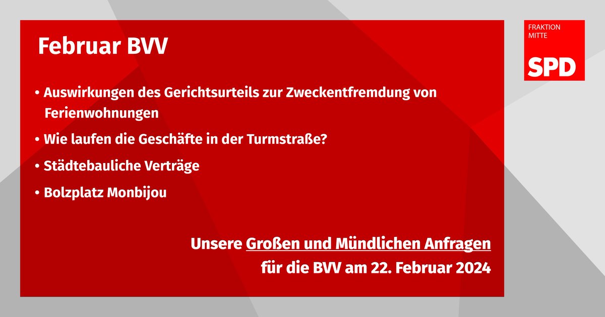 Morgen ab 17:30 Uhr wieder #bvvmitte - wie immer auch im Livestream 📺 contentflow.de/bvvmitte.html Wir haben mehrere Anträge und Anfragen vorbereitet.✍️⁉️ #Berlinmitte #Antidiskriminierung #ErikaMannSchule #Schillerpark #Stolpersteine #Turmstraße #Zweckentfremdung #Monbijou