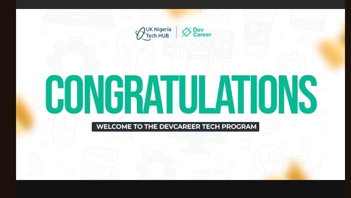 OOluwaninyo's tweet photo. I am thrilled to be selected for the DevCareer Tech Program Cohort 2!
Here's to the next 3 months of intense learning. The future of tech, here I come! π @dev_careers @ukngtechhub
#DCTPC2 https://t.co/0b2TrzJwYM
