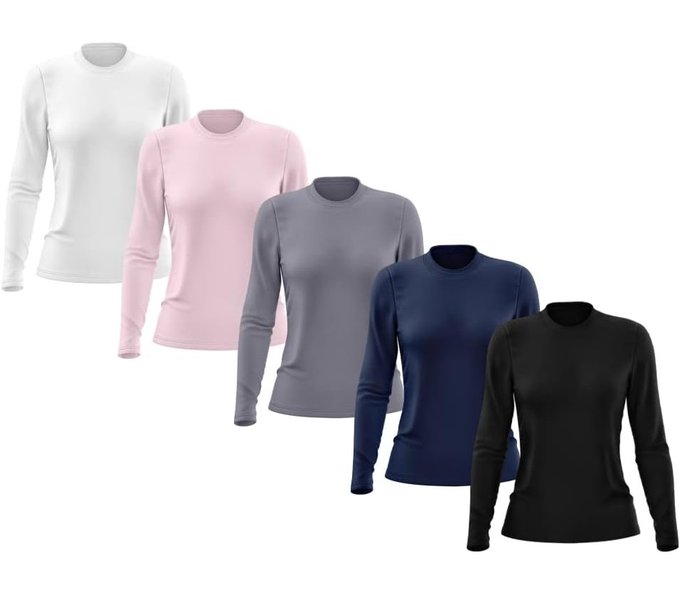 Kit 5 Camisetas Feminina Manga Longa Proteção Solar UV 50