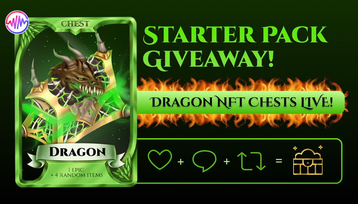 wotaverse's tweet photo. ⚔️WOTA Dragon #NFT  Chests drop is LIVE on @WemixNetwork! 🎮
Get one: https://t.co/oO9tOyLBu5💰
📢 WIN the "Starter Pack" GIVEAWAY!🏆
To JOIN the #Giveaway:
🌟FOLLOW US
🌟LIKE + RT
🌟TAG 3 friends /w COMMENT

⚡️HURRY UP! Limited time and stock!🚀
#GiveawayAlert #Web3Gaming  #NFTs https://t.co/nNsCEjUY5f