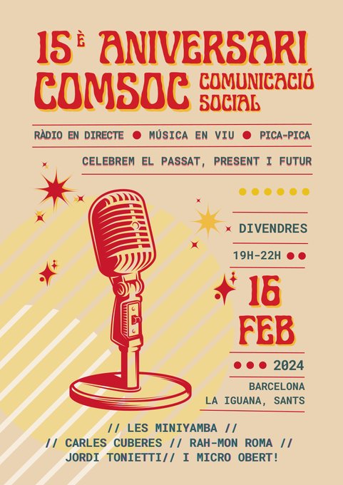 Des de <a href="/femprocomuns/">femProcomuns Coop</a>, @damiacaro de <a href="/comsoc_cat/">COMSOC - Comunicació Social</a> informa de com va anar la festa del 15è aniversari de <a href="/comsoc_cat/">COMSOC - Comunicació Social</a>. Al minut 25’34 del pòdcast de L’<a href="/altraradio/">L'altra ràdio</a> de <a href="/radio4_rne/">radio4_rne</a> del 21/2 a rtve.es/play/audios/la…