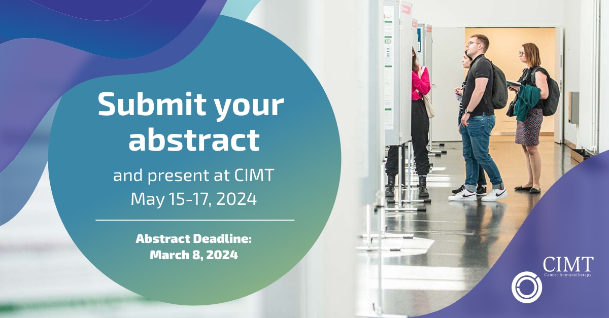 Submit your cancer immunotherapy abstract to #CIMT2024 by March 8! Our poster exhibit showcases the ingenuity of researchers from over 35 nations, presenting fresh, unpublished data. 10% of all submissions are chosen for short talk presentation. bit.ly/49KkbZV