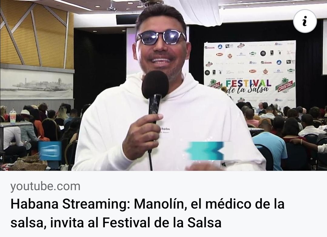 Manolín, el médico de la Salsa, invita al Festival de La Salsa 🚨🚨

👇Suscríbete a #HabanaStreaming para conocer detalles de este evento 🕺🎵 

youtu.be/shaynmBNgSE?si…

#LaHabanaDeTodos #FestivalDeLaSalsa #LaHabanaEsCultura @gobhabana
@LaPapeletaCuba