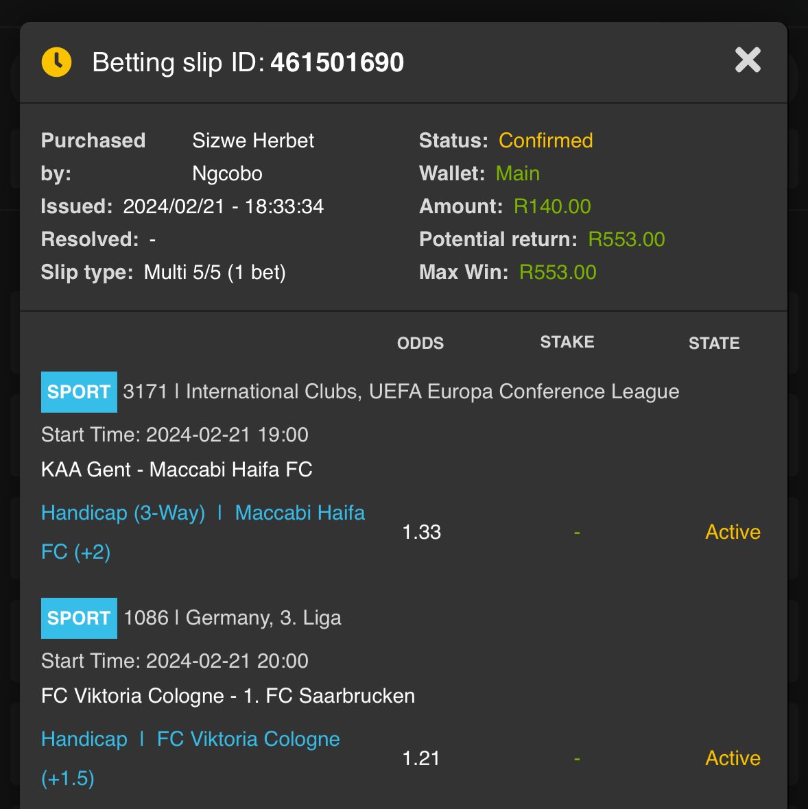 PoloB101's tweet photo. 3.95 Odds

⚽️First game:  19:00

✅️ToCopy slip 👉🏾: https://t.co/oi4GDrYJfd
✅️Bet slip code: 508817

✅️PromoCode: SIZWE50 
and get R50 sign up bonus
✅️Register👉🏾: https://t.co/I55MnL3eXN https://t.co/0dqZ3XoZLk