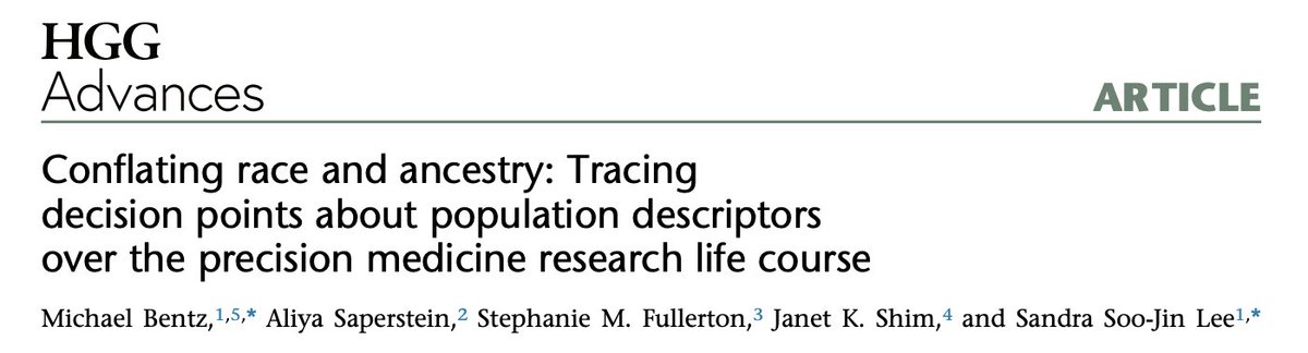 To understand how conflation occurs, see our recent @HGGAdvances paper that traces scientific practice on the use of ##race, ethnicity, and #genetic ancestry in #precisionmedicine research here: cell.com/hgg-advances/p… @ELSIhub @ColumbiaEthics