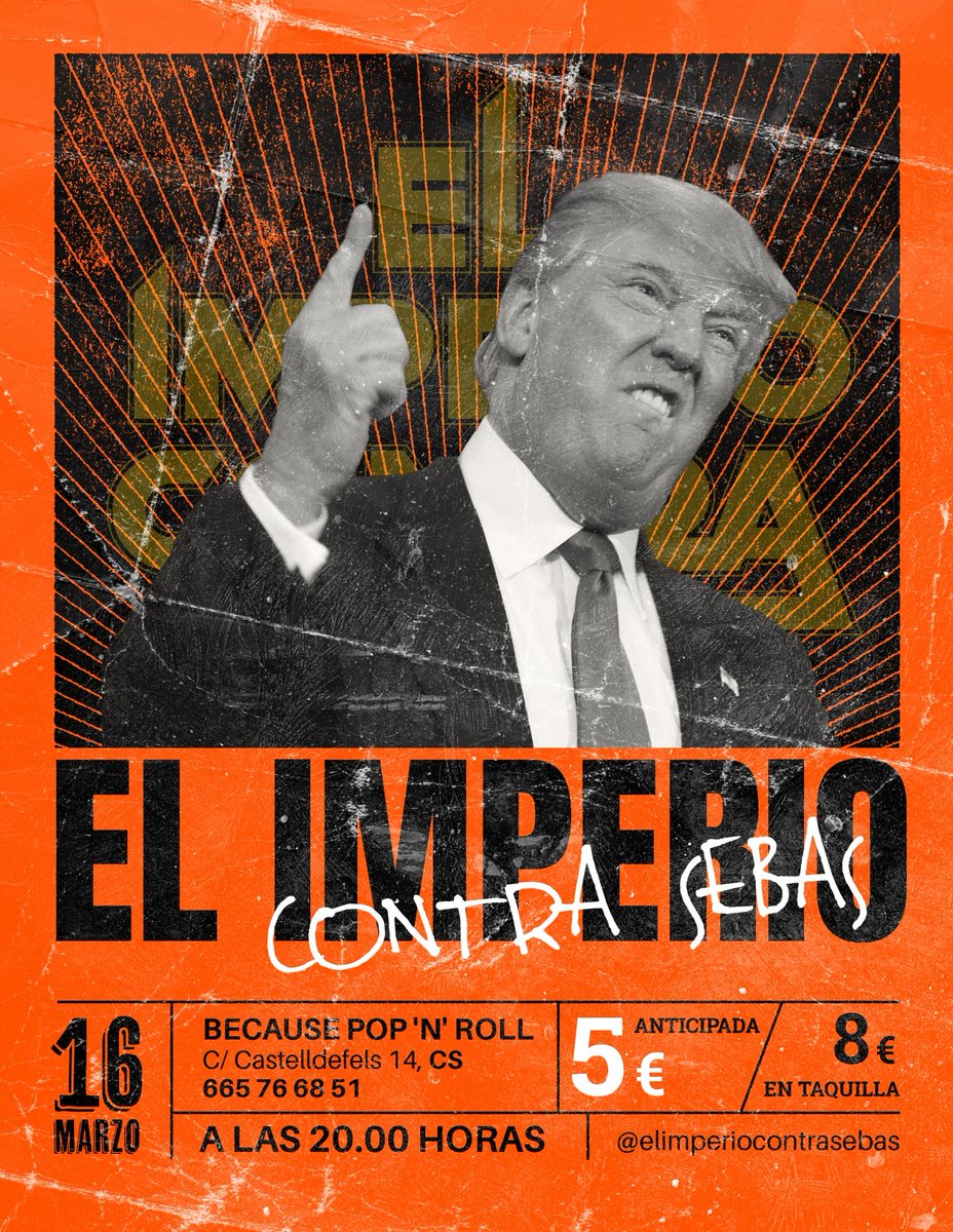 ImperioSebas's tweet photo. ¡ El Imperio en concierto ! En la sala Because pop&amp;rock de Castelló el sábado 16 de Marzo. Avisados estáis. Hay cosas que solo pasan una vez en la vida y esta no es necesariamente una de ellas. Pero molamos mucho en directo. https://t.co/4qQ8tfsTVq
