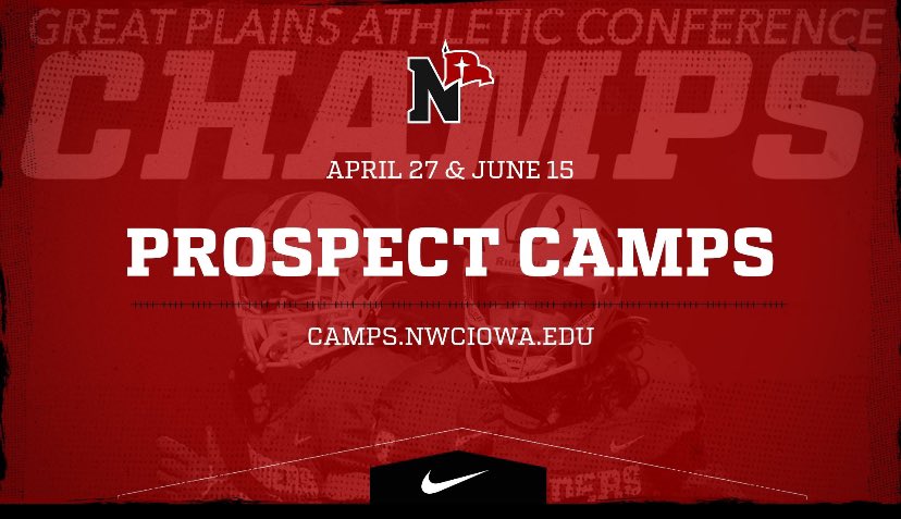 Raider Football Prospect Camps
April 27* 
June 15

*Raider Spring Game follows camp on April 27
Register at camps.nwciowa.edu