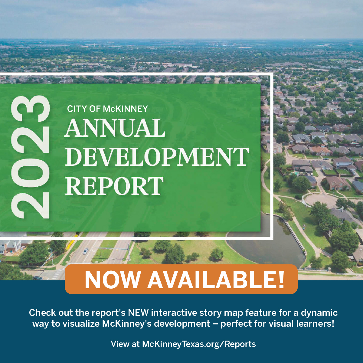 The Annual Development Report is now available! Check out the report's NEW interactive story map feature for a dynamic way to visualize McKinney's development! View report: bit.ly/3I8CFYm View Interactive Story Map feature: bit.ly/49pA1K2
