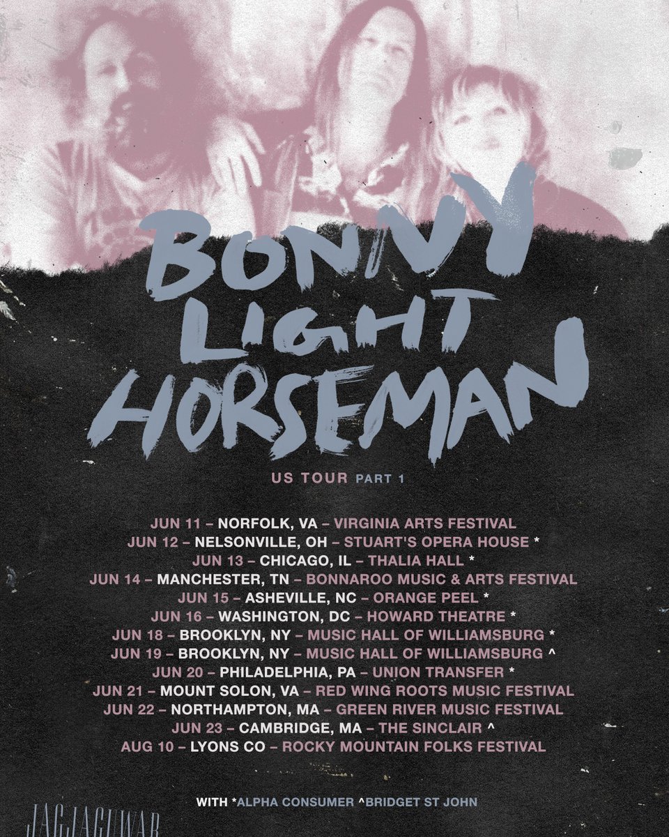 Are we touring this year? Heck yah we can’t wait. First run is in June, you can hit the link for presale access tomorrow before tix go on sale to the gen pub! Our epic support for June: Minneapolis masters @AlphaConsumer3 + the legendary @BridgetStJohn1. bonnylighthorseman.com/live