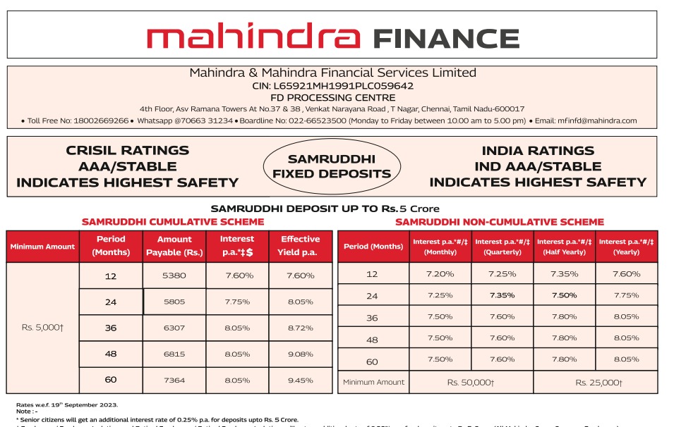 OxyzenFin's tweet photo. #fixeddeposit #mahindrafinance #srcitizen #seniorcitizen #fixedincome #callustoday #yield #9.45% https://t.co/XDyKhDXG62