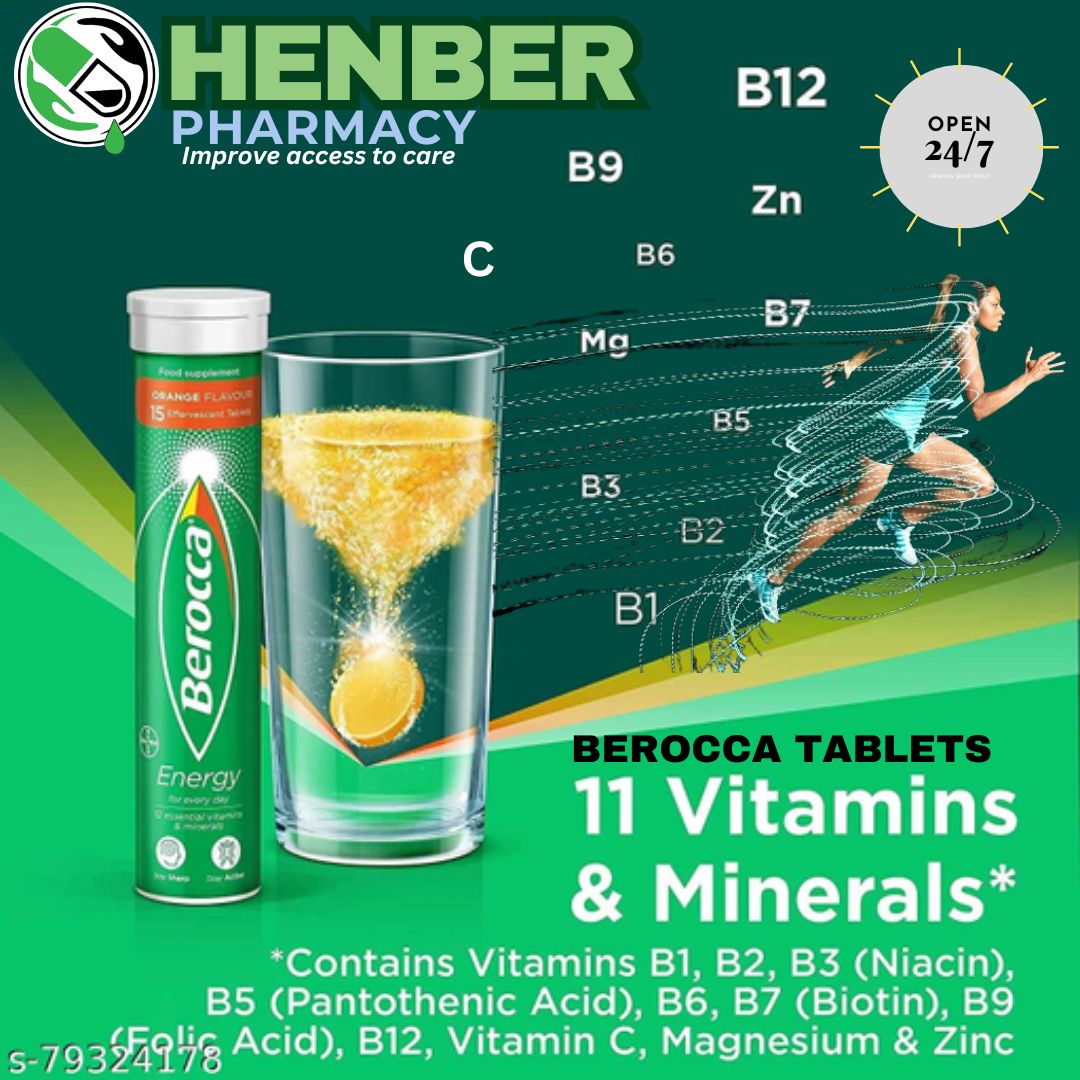 henberpharmacy's tweet photo. Hey fam. Sometimes it sounds ridiculous when people claim to have ever used all medicines available on the planet. Well, here's Berocca for you, one of the many energizers you haven't seen. If you have, then you would surely need more of it. #Appetency https://t.co/EbQVOlQkqU