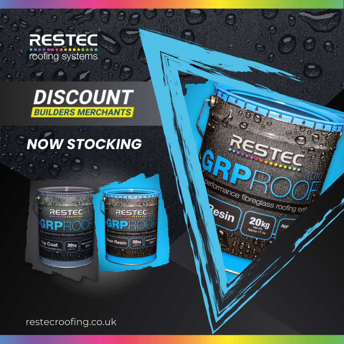 RestecRoofing's tweet image. Discount Builders Merchants, Slough are now stocking Restec's #GRPROOF System! 🙌 Drop by and pick up your #RESTEC supplies! 🏠

#liquidroofing #flatroofing #restecroofingsystems