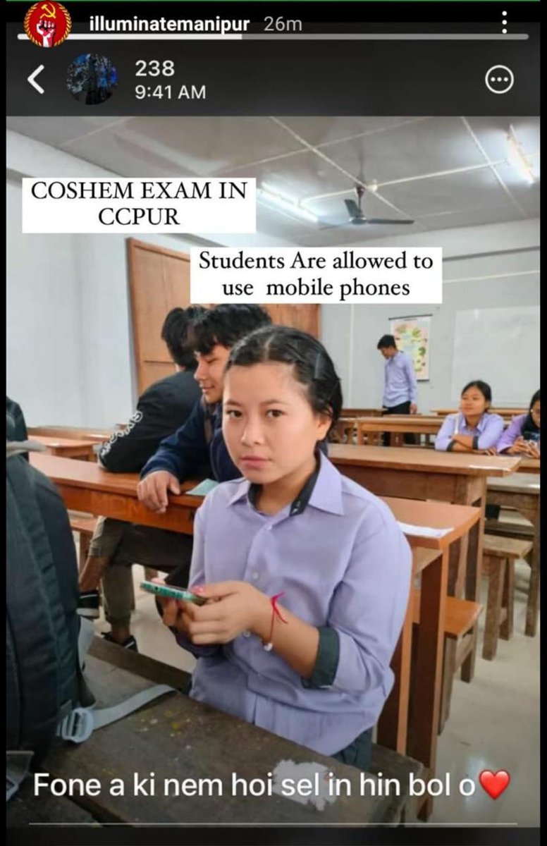 This is how class 12 exams were conducted in Churachandpur. Openly using phones to cheat. Such behavior will lead to extremist tendencies rather than fostering positive contributions to society. #KukiLiesXposed
#Manipur
<a href="/Sana10Meitei/">sanajaoba</a>
<a href="/Manipur12345/">Mangang Joykishore</a>
#SaveManipur