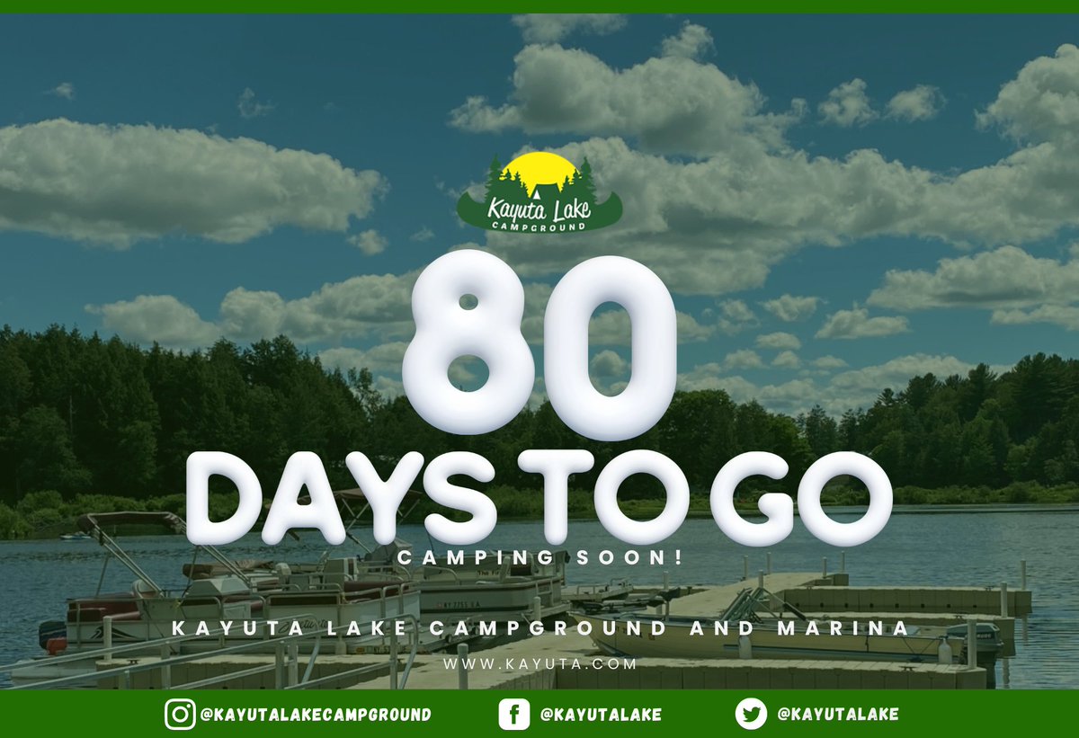 KayutaLake's tweet photo. 80 days to go!
are you ready for green grass, warm days, and campfire nights?
Follow us on Instagram! @kayutalakecampground
Book online: https://t.co/49h55SopcP
#kayutalakecampground #camping #Kayuta #campfire https://t.co/xgJzCn2yEr