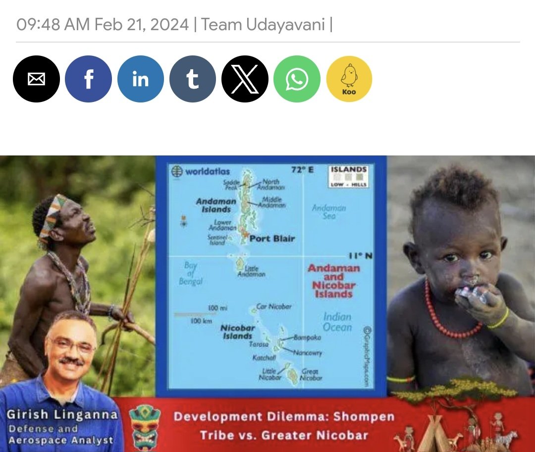 GirishLinganna's tweet photo. "Experts urge President Murmu: Reconsider turning Great Nicobar into India's Hong Kong to prevent Shompen tribe extinction. Global concern grows, but government strategy unchanged. 🌿🛑 #SaveShompen #GreatNicobar #CulturalHeritage #DevelopmentVsConservation #ActNow"
'Development Dilemma: Shompen Tribe vs. Greater Nicobar' | udayavani - https://t.co/2Xr27s34ZZ