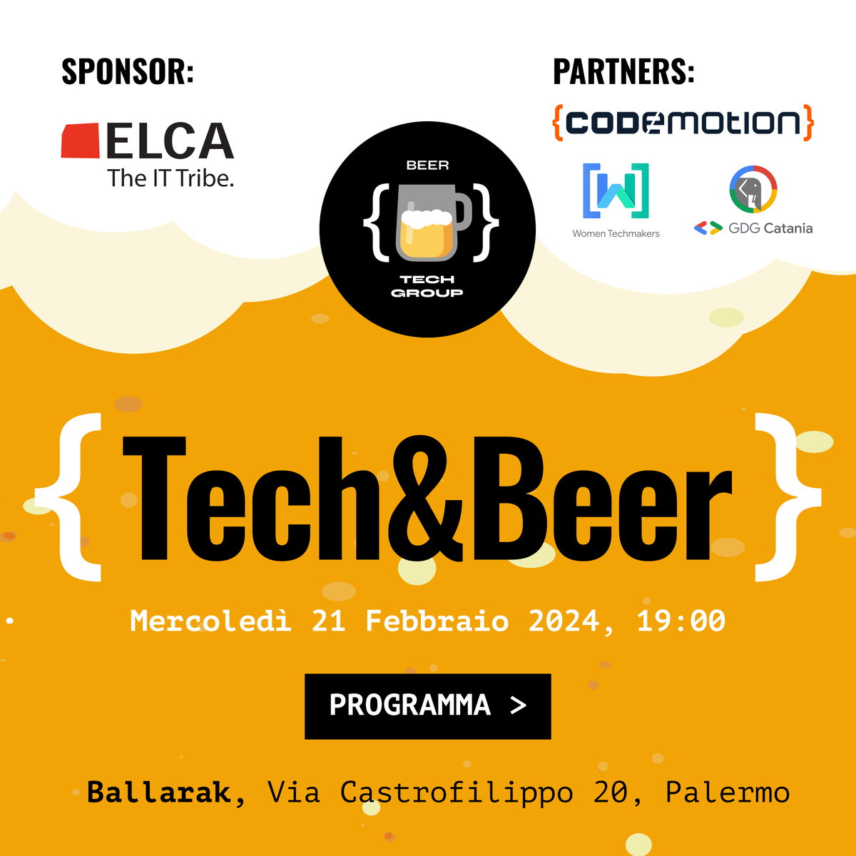 BeerTechGroup's tweet photo. 🚀 È oggi! Tech&amp;Beer #5 parte stasera alle 19:00, Ballarak, Palermo. Non vediamo l'ora di vedervi stasera per condividere insieme questa esperienza unica. 🍻  Grazie a Elca, @CodemotionIT, @gdgcatania per il supporto. https://t.co/olUrCcjyyw