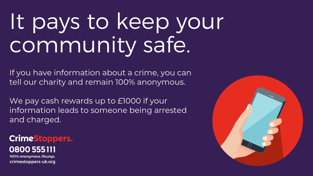 Got information about crime in #Swindon? Tell us what you know and stay 100% anonymous. Always.