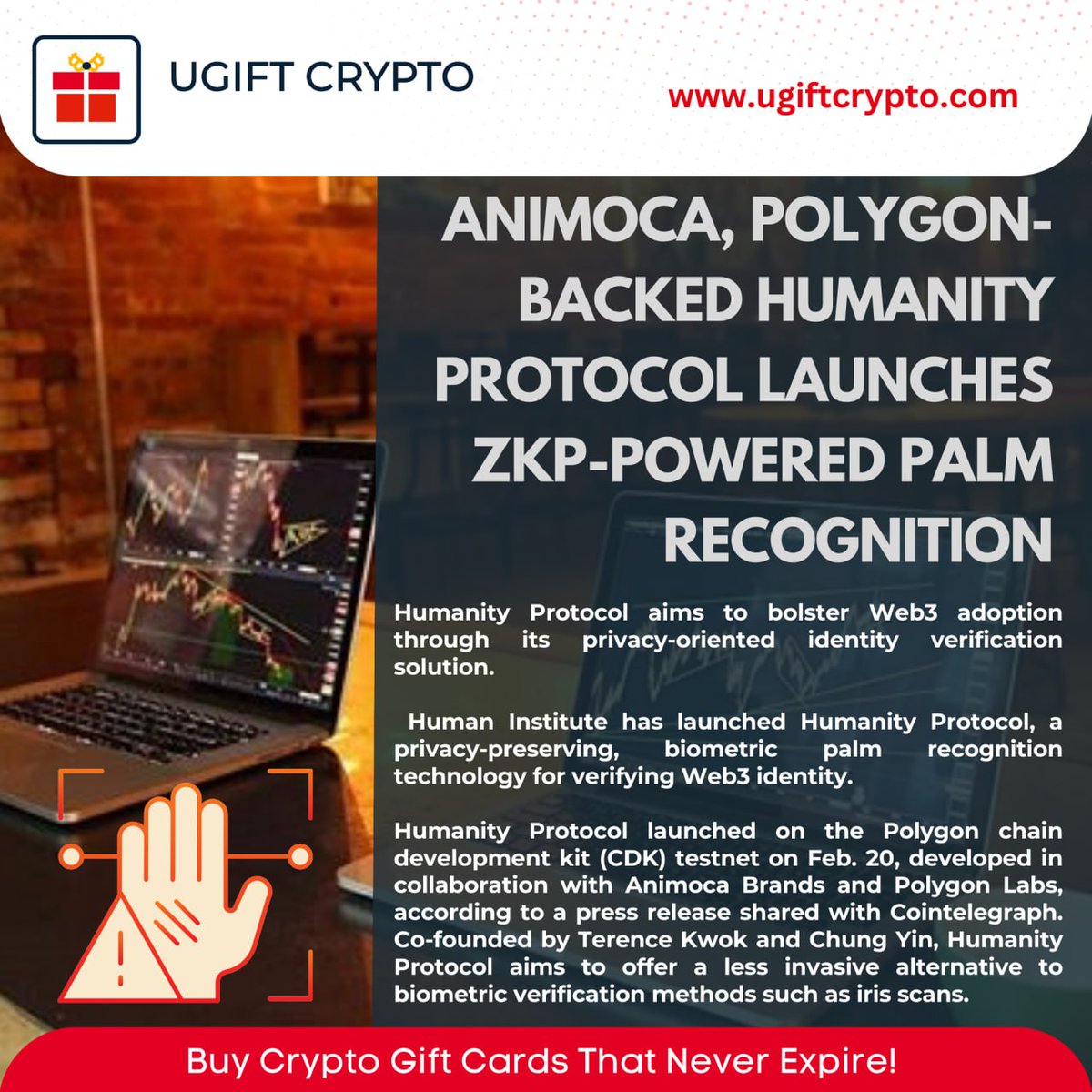 giftcryptotoken's tweet photo. Animoca, Polygon-backed Humanity Protocol launches ZKP-powered palm recognition

Buy Crypto Gift Cards That Never Expire!
💠https://t.co/Keko7igO9S https://t.co/Kgz41RJEIf