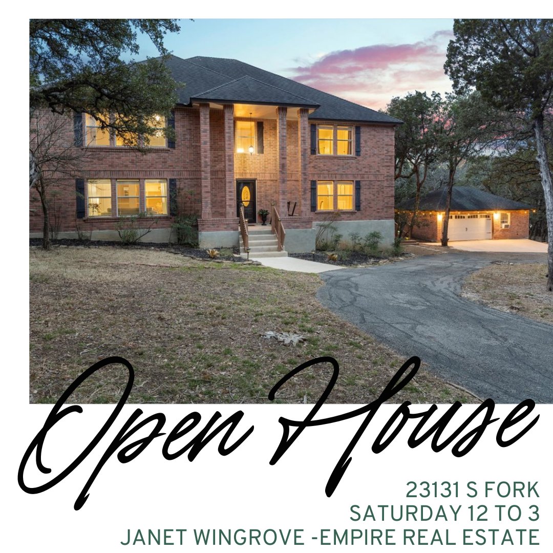 📣 OPEN HOUSE FOR A CAUSE - SATURDAY - 12 TO 3 - 📍23131 S FORK 🏠

Bring CANNED GOODS 🥫OR PET FOOD 🐩 for the San Antonio Food Bank and you will be entered into a drawing for an Amazon Gift Card!

#OPENHOUSE #PRICEIMPROVEMENT #pt50 #americandreamtv #sanantonio #luxuryhome