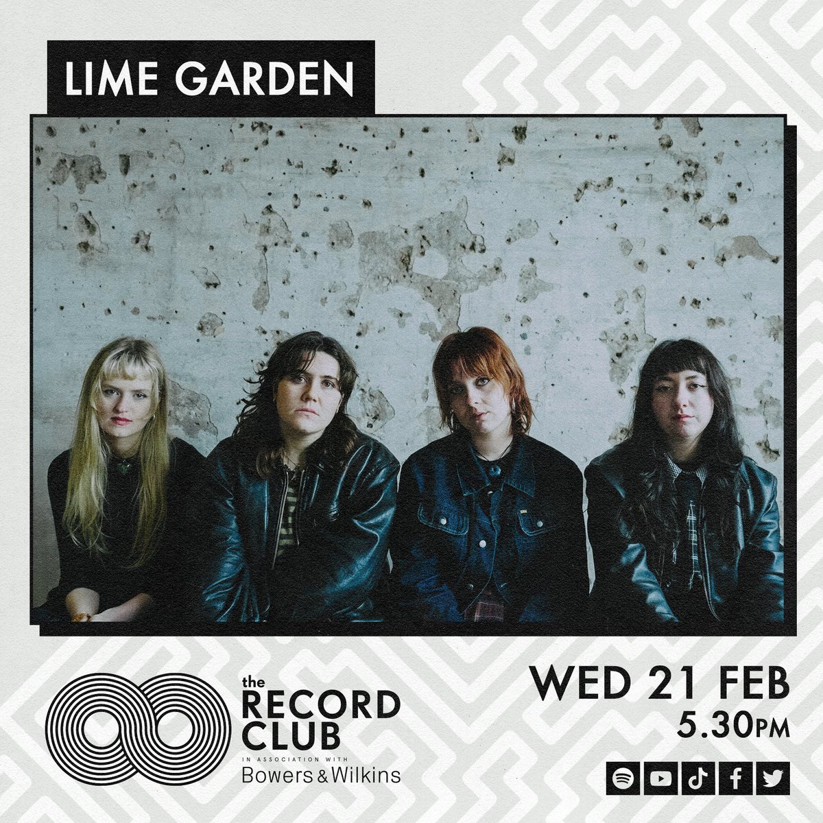 Tonight at 5.30pm, we're joined by @limegardenband, celebrating the release of their debut album 'One More Thing'!👢🎂 Ask the band a question once we're live for the chance to win a pair of @BowersWilkins headphones. See you there: linktr.ee/therecordclub