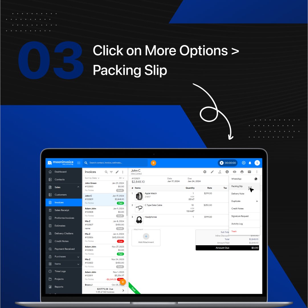 mooninvoice's tweet image. Boost your business efficiency with Moon Invoice!🚀

Easily generate packing slips with just one click.📦 Print, email, or download them effortlessly, making your shipping process smoother than ever.

Try Moon Invoice today🌐➡web.mooninvoice.com/#/signup

#MoonInvoice #InvoicingTool