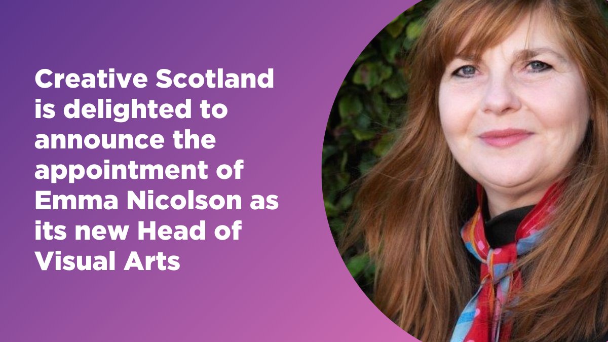 CreativeScots's tweet photo. A warm welcome to Emma Nicolson, who has been appointed as our new Head of Visual Arts 🌿

Learn more: https://t.co/UqDSgH1zHp https://t.co/IslV8HraXm