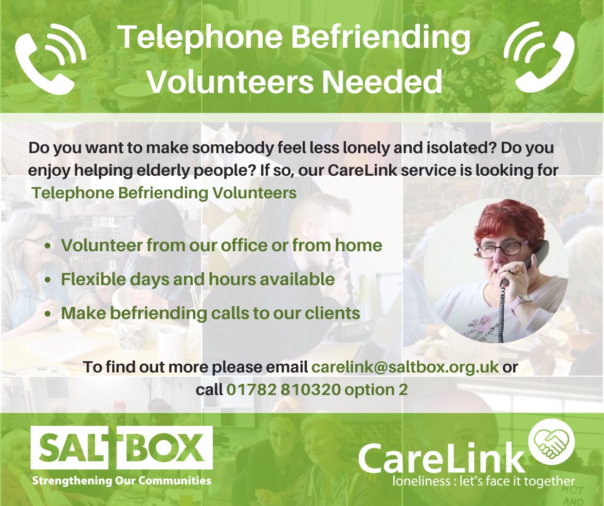 VOLUNTEERING | Our CareLink service is looking for telephone befriending volunteers. Full details below 🙂