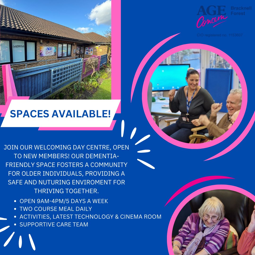 AgeConBracknell's tweet photo. 📷 Spaces available at our Day Centre for those seeking care, support, and a welcoming community. Join us in embracing a wonderful journey ahead together.
#NewYearNewConnections #CommunityCare https://t.co/FvPRupGFYq