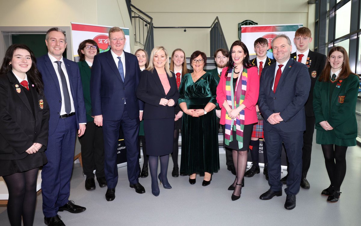 niexecutive's tweet photo. The First Minister Michelle O’Neill and deputy First Minister Emma Little-Pengelly officially open the £11 million Shared Education Campus in Limavady.

More info ⬇️

https://t.co/v0oqZD686W