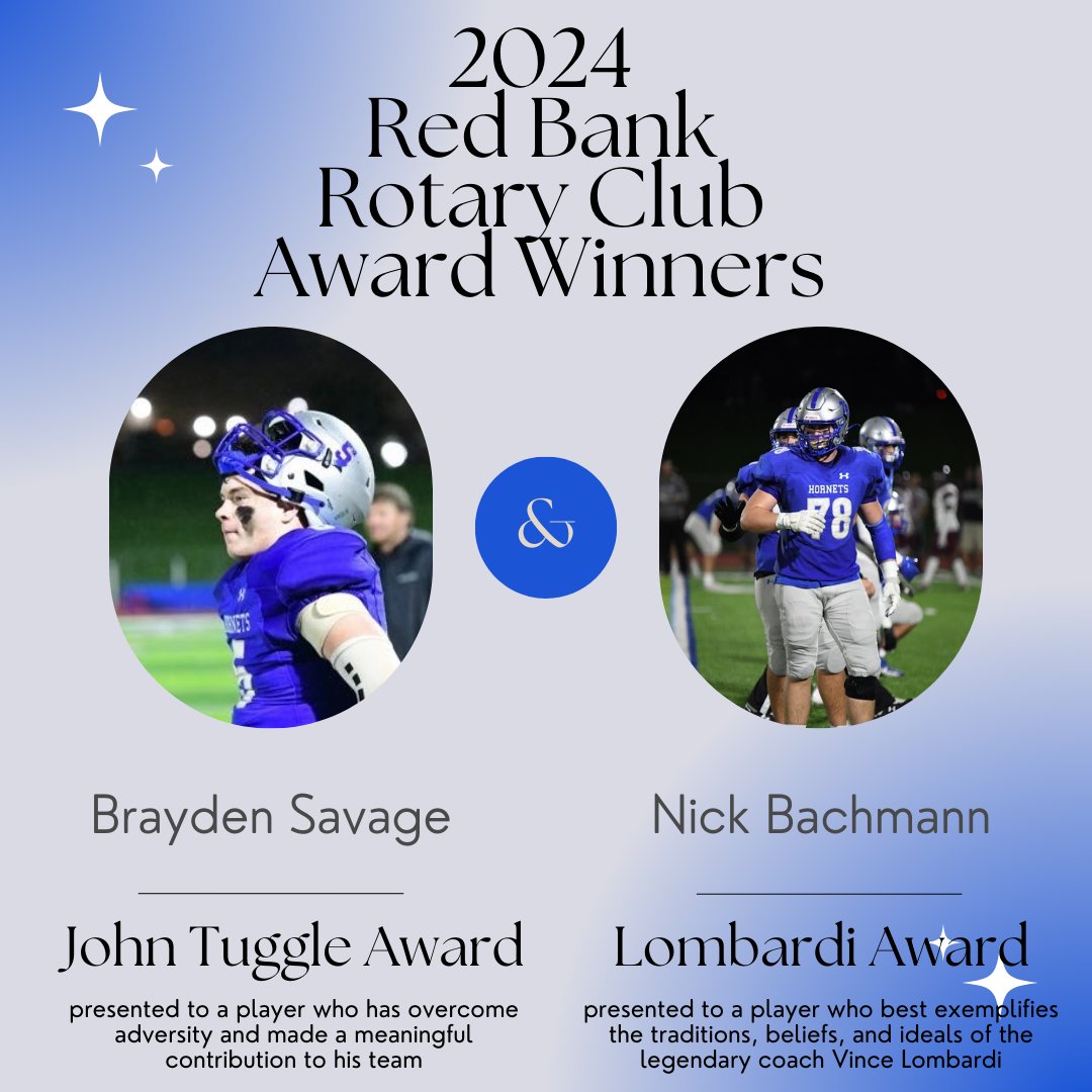 The Red Bank Rotary Club has announced their 2024 award winners, honoring student-athletes for their success on and off the field during the fall 2023 high school football season. Congratulations to Brayden, Nick and Holmdel Football!