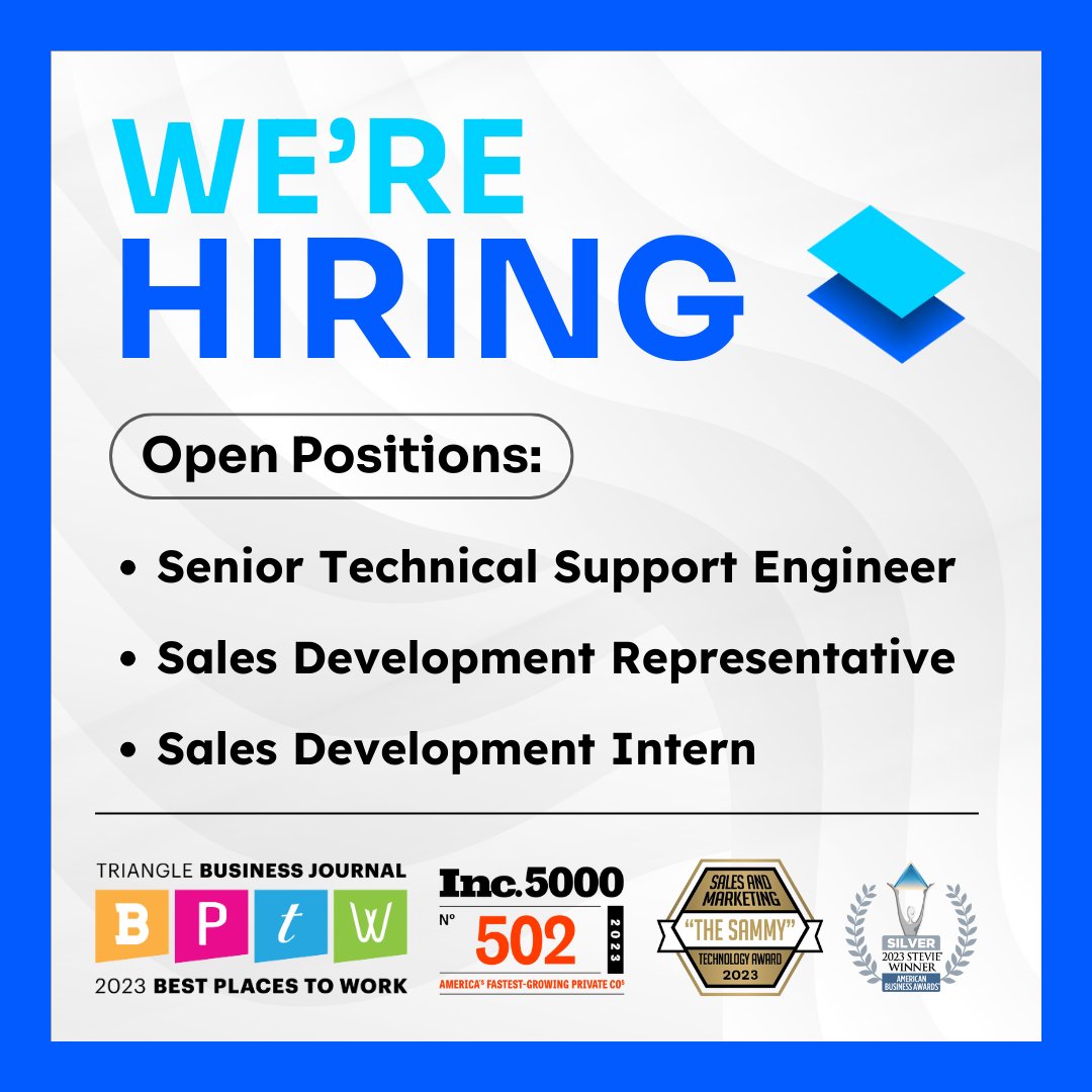 levitateai's tweet photo. ✨ Join our team! ✨ We have several awesome career opportunities available right now. Check them out here: https://t.co/F2GVXX6srQ
#Hiring #RaleighJobs #TechStartUp #TechJobs #SalesJobs #TechSales #SummerIntern #TechSupport #TechEngineer #LifeAtLevitate https://t.co/ZSEl3LIMz7