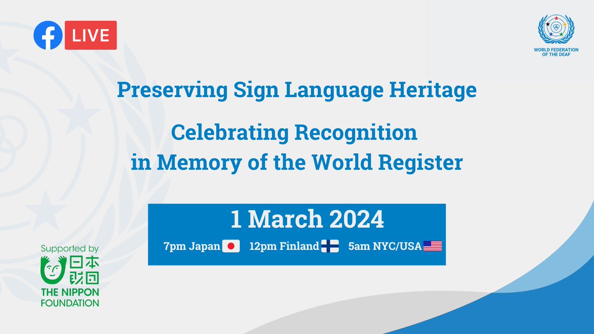 WFDeaf_org's tweet photo. 📅 1 March 2024 - Live Event
📣Announcement of the recent nomination of the Milan Congress in 1880 in the UNESCO Memory of the World. The resolutions of the Milan Congress have influenced the devaluation of sign languages, contributing to generations of linguistic deprivation. https://t.co/x5FGwmwc5M