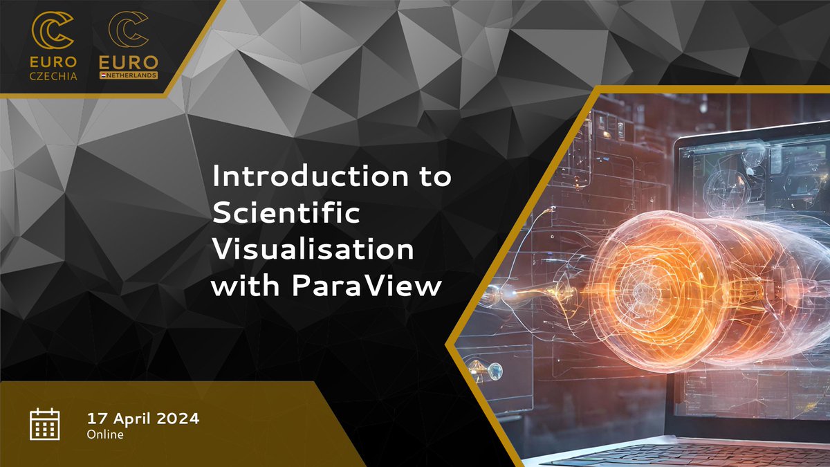 EuroCC_Czechia's tweet image. 🎓 Nezmeškejte příležitost rozšířit své dovednosti a ovládnout vědeckou vizualizaci na kurzu &quot;Introduction to Scientific Visualization with ParaView&quot;. 

📆17. dubna, online
Registrace spuštěna.
Více informací👉 events.it4i.cz/event/221/

Kurz vznikl ve spolupráci s @eurocc_nl.🤝