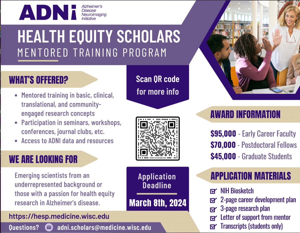 Exciting News! Applications OPEN for our #HealthyEquity Scholars Program #HESP! If you’re: ✅passionate about health equity & #ADRDs🧠✊🏾 ✅Looking for mentored training, apply now! ➡️ More Info: TODAY’s Q&A Session 2/21/24 @ 9am CT. Pls #RT! @ytquiroz @annyreyesNeuro @ins_slc