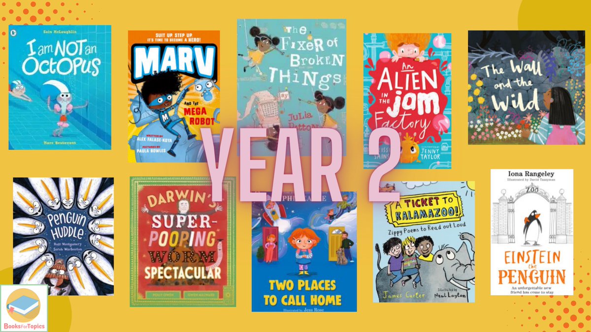 🎉50 recommended reads for Year 2: booksfortopics.com/year-2 Our Y2 Reading for Pleasure Booklist includes picture books, longer reads, non-fiction, poetry, golden oldies and some newly-published titles too! Plus there's a printable checklist and display poster for your